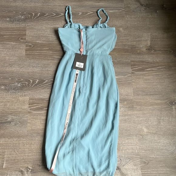 NEW House of CB JAMILLE BABY BLUE DRAPED CORSET MIDI DRESS - Picture 7 of 13